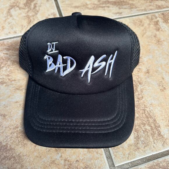 DJ Bad Ash Trucker Hat Baseball Cap Adjustable Black Embroidered - Picture 2 of 9